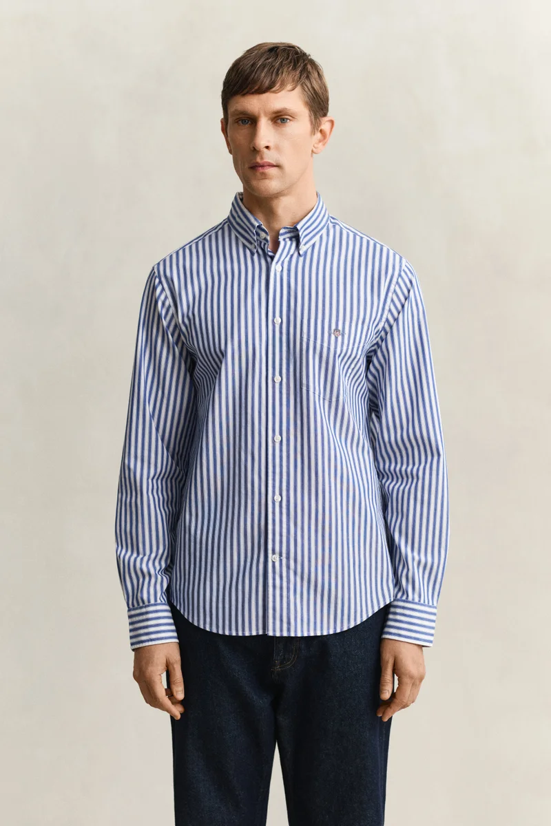 غانت قميص بوبلين كلاسيكي مخطط عادي